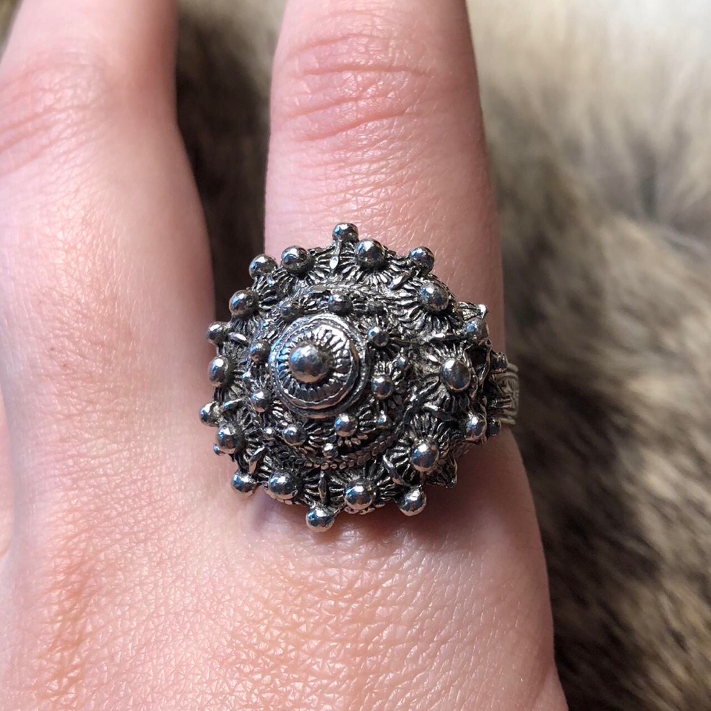 Silver Toned Adjustable Shell Ring